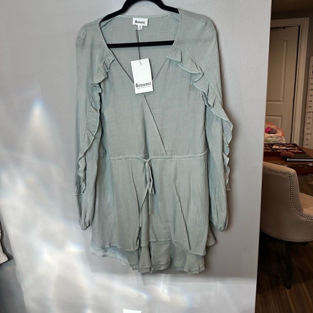 &Merci Sage Green Romper Medium